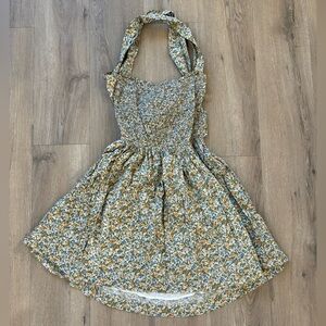 MARBLE Floral Print Dress - Blue and Yellow